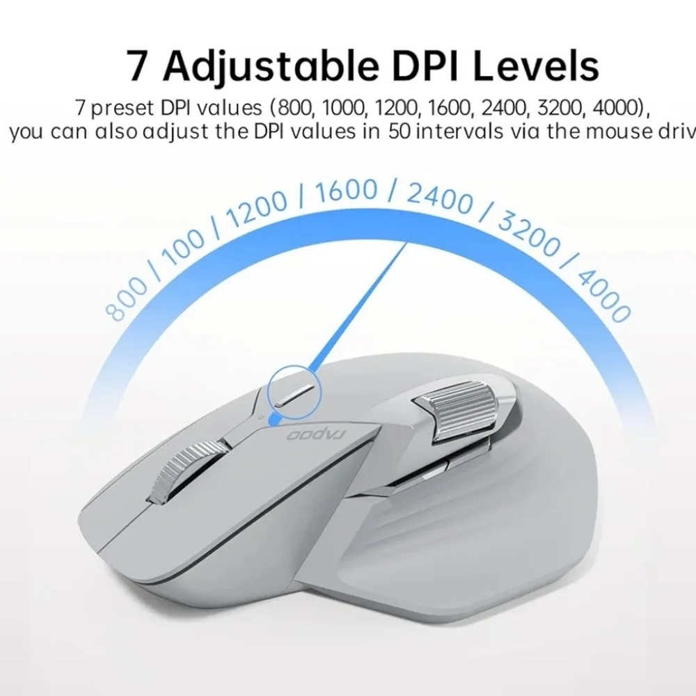 Silver Ergonomic Wireless Mouse with USB Connectivity
